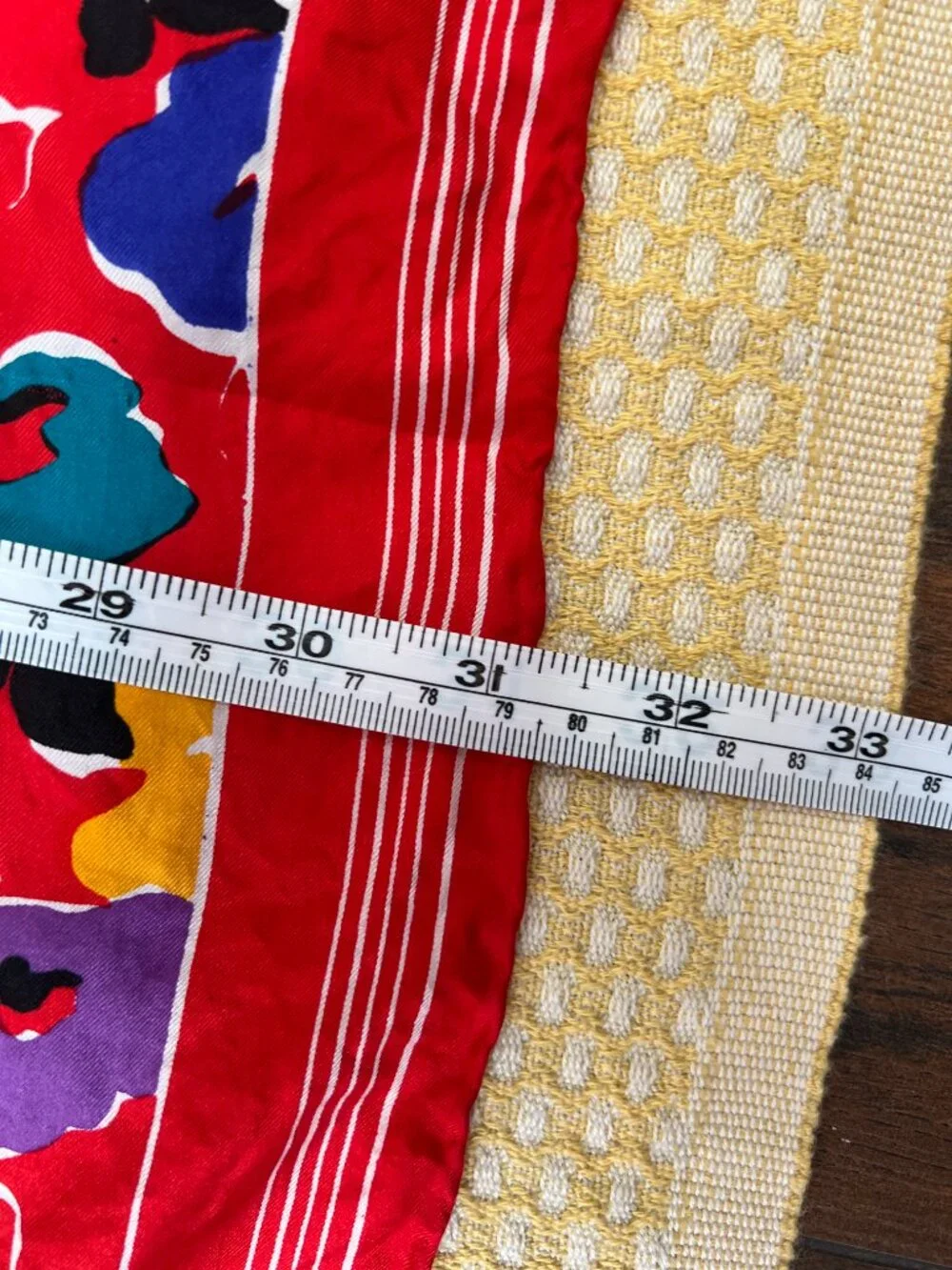 Vintage Bright Red Multicolor Floral Print Square Scarf